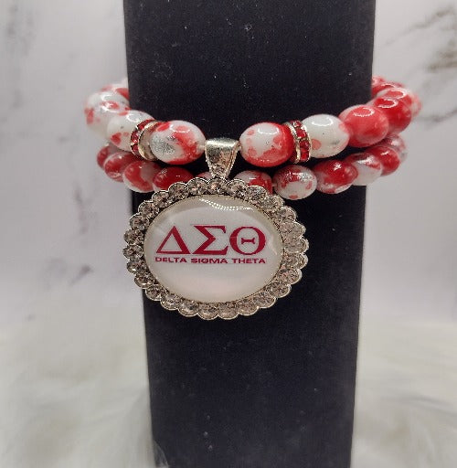 Red DST Rhinestone Stretch Bracelet