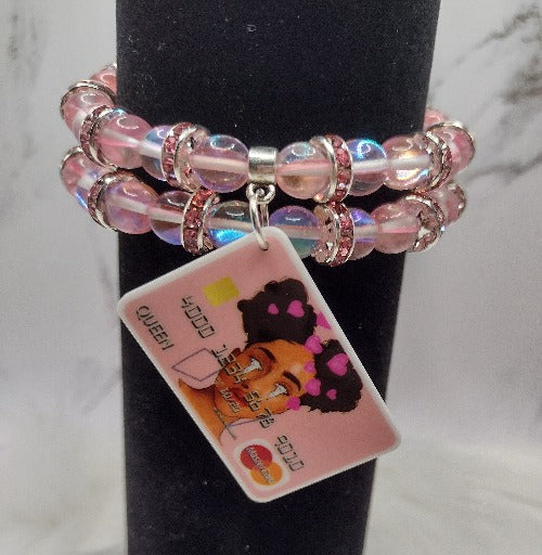 Black Girl Magic Pink Credit Card Stretch Bracelet