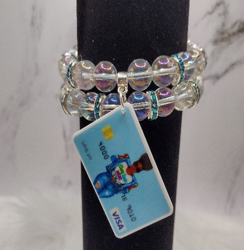 Black Girl Magic Light Blue Credit Card Stretch Bracelet