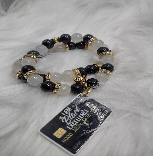 Black Excellence Black & White Credit Card Stretch Bracelet