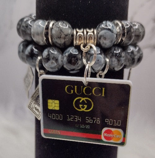 Designer Money Credit Card Stretch Bracelet