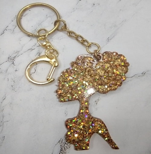 Pincurl Afro Lady Keychain