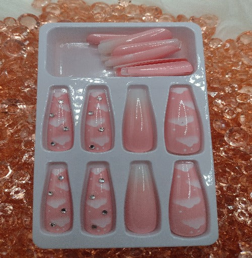 Pink Clouds Press on Nails