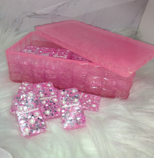 Pink Sparkle Dominoes (not professional size dominos box sold separately)